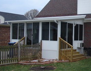 Straight Eave Aluminum Solid Roof Design White with solid kickpanels and slider doors