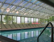 Cathedral Glass Roof Design Sandtone Swimming Pool Enclosure with solid kickpanels 