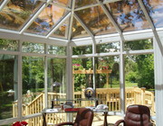 Georgian Conservatory Aluminum Glass Roof Design White with glass kick panels