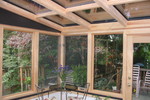 Straight Eave Wood Glass Roof Design with solid trapazoids