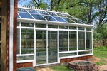 Victorian Conservatory Aluminum Glass Roof Design White with glass transoms and kickpanels