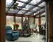 Straight Eave Wood Glass Roof Design with Glass trapezoids and swing door